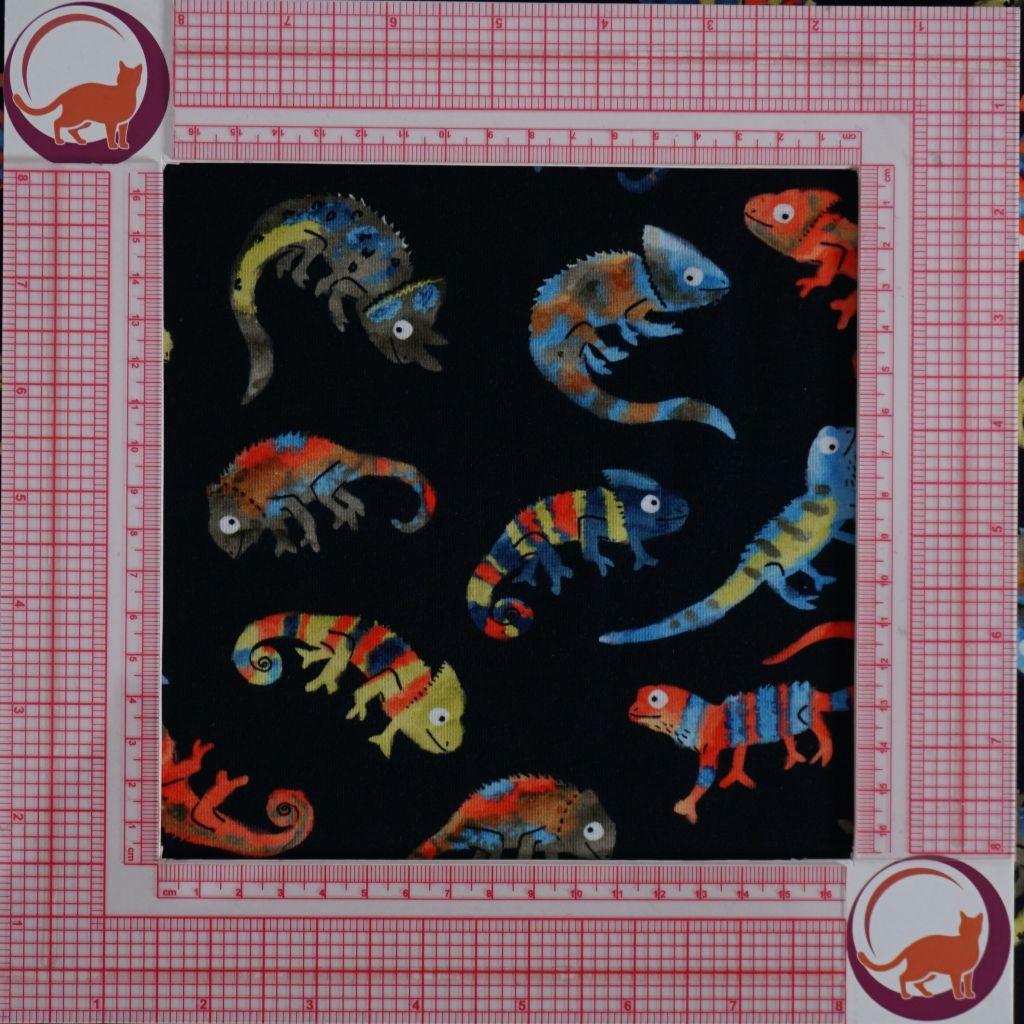 Baumwolljersey bunte Chamäleons